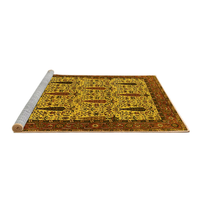 Sideview of Machine Washable Oriental Yellow Industrial Rug, wshurb2269yw