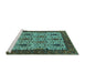 Sideview of Machine Washable Oriental Turquoise Industrial Area Rugs, wshurb2269turq