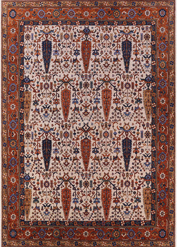 Mid-Century Modern Camel Brown Oriental Rug, urb2269