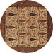 Round Oriental Brown Industrial Rug, urb2269brn