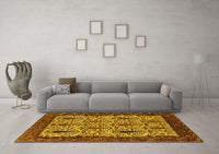 Machine Washable Oriental Yellow Industrial Rug, wshurb2269yw