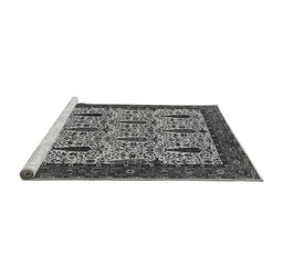 Sideview of Machine Washable Oriental Gray Industrial Rug, wshurb2269gry