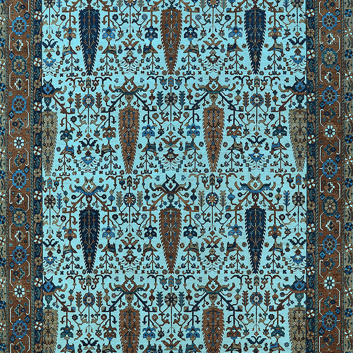 Machine Washable Oriental Light Blue Industrial Rug, wshurb2269lblu