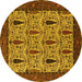 Round Oriental Yellow Industrial Rug, urb2269yw