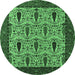 Round Oriental Emerald Green Industrial Rug, urb2269emgrn