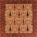 Square Machine Washable Oriental Orange Industrial Area Rugs, wshurb2269org