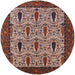 Round Mid-Century Modern Camel Brown Oriental Rug, urb2269