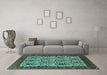 Machine Washable Oriental Turquoise Industrial Area Rugs in a Living Room,, wshurb2269turq