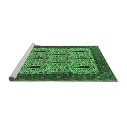 Sideview of Machine Washable Oriental Emerald Green Industrial Area Rugs, wshurb2269emgrn