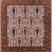 Square Mid-Century Modern Camel Brown Oriental Rug, urb2269