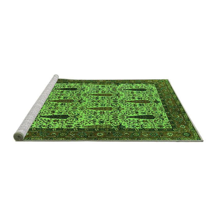 Sideview of Machine Washable Oriental Green Industrial Area Rugs, wshurb2269grn