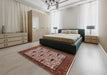 Mid-Century Modern Camel Brown Oriental Rug in a Bedroom, urb2269