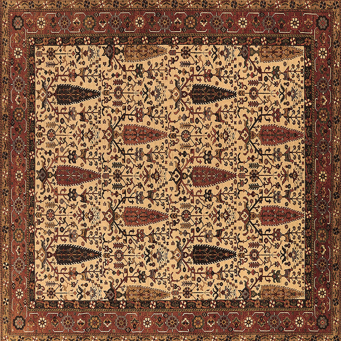 Square Machine Washable Oriental Brown Industrial Rug, wshurb2269brn