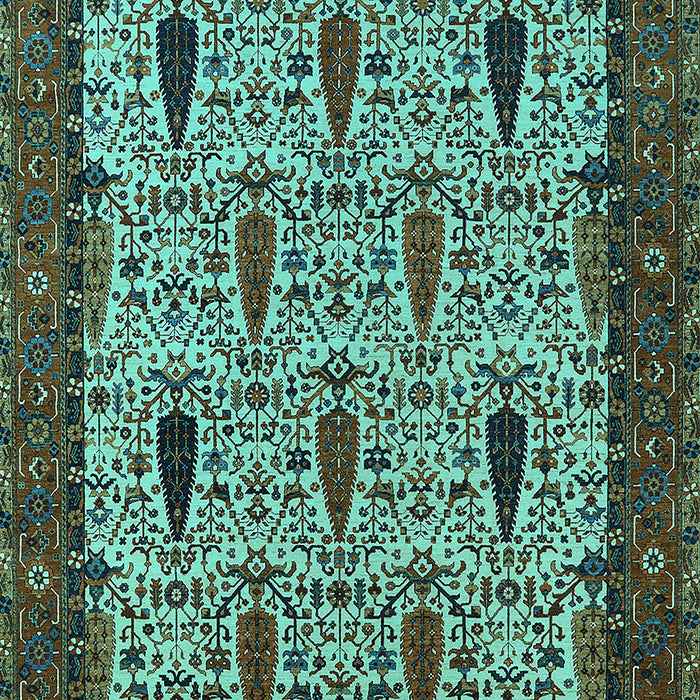 Machine Washable Oriental Turquoise Industrial Area Rugs, wshurb2269turq