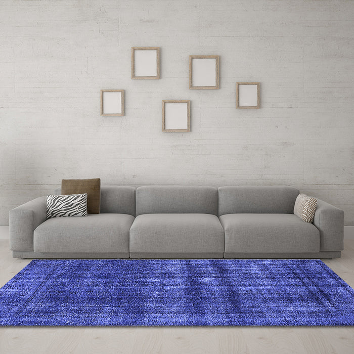 Machine Washable Persian Blue Bohemian Rug in a Living Room, wshurb2270blu
