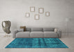 Machine Washable Persian Turquoise Bohemian Area Rugs in a Living Room,, wshurb2270turq