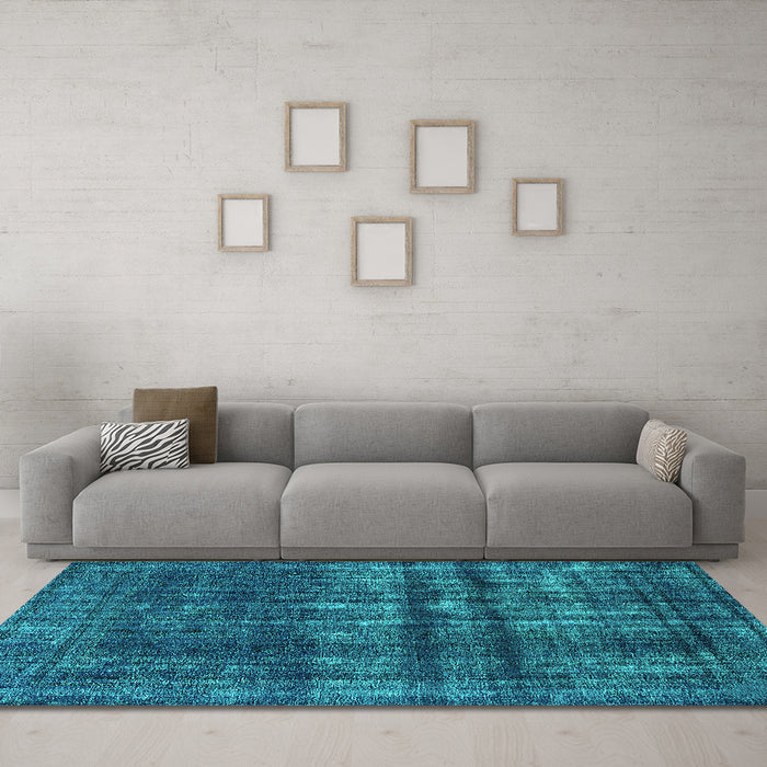 Machine Washable Persian Turquoise Bohemian Area Rugs in a Living Room,, wshurb2270turq