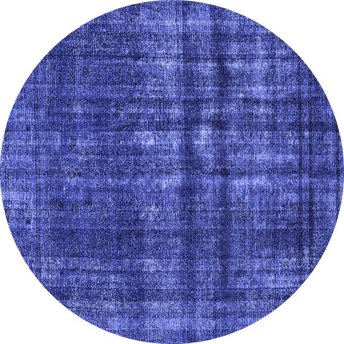 Round Machine Washable Persian Blue Bohemian Rug, wshurb2270blu