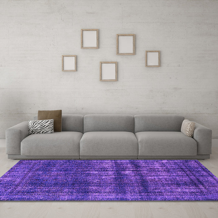Machine Washable Persian Purple Bohemian Area Rugs in a Living Room, wshurb2270pur