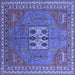 Square Machine Washable Oriental Blue Industrial Rug, wshurb2271blu