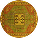 Round Oriental Yellow Industrial Rug, urb2271yw