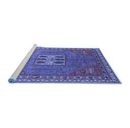 Sideview of Machine Washable Oriental Blue Industrial Rug, wshurb2271blu