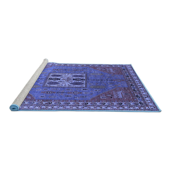 Sideview of Machine Washable Oriental Blue Industrial Rug, wshurb2271blu