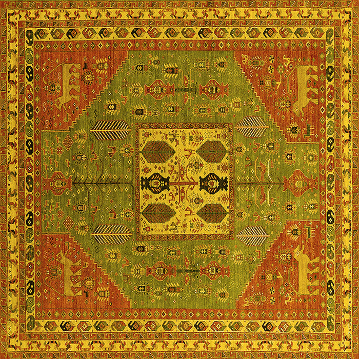 Square Machine Washable Oriental Yellow Industrial Rug, wshurb2271yw
