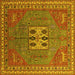 Square Machine Washable Oriental Yellow Industrial Rug, wshurb2271yw