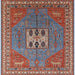 Square Mid-Century Modern Fire Brick Red Oriental Rug, urb2271