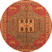 Round Oriental Orange Industrial Rug, urb2271org