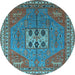 Round Oriental Light Blue Industrial Rug, urb2271lblu