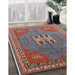 Mid-Century Modern Fire Brick Red Oriental Rug in Family Room, urb2271