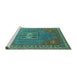 Sideview of Machine Washable Oriental Turquoise Industrial Area Rugs, wshurb2271turq