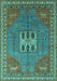 Machine Washable Oriental Turquoise Industrial Area Rugs, wshurb2271turq