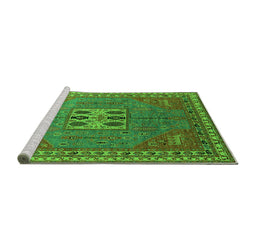 Sideview of Machine Washable Oriental Green Industrial Area Rugs, wshurb2271grn