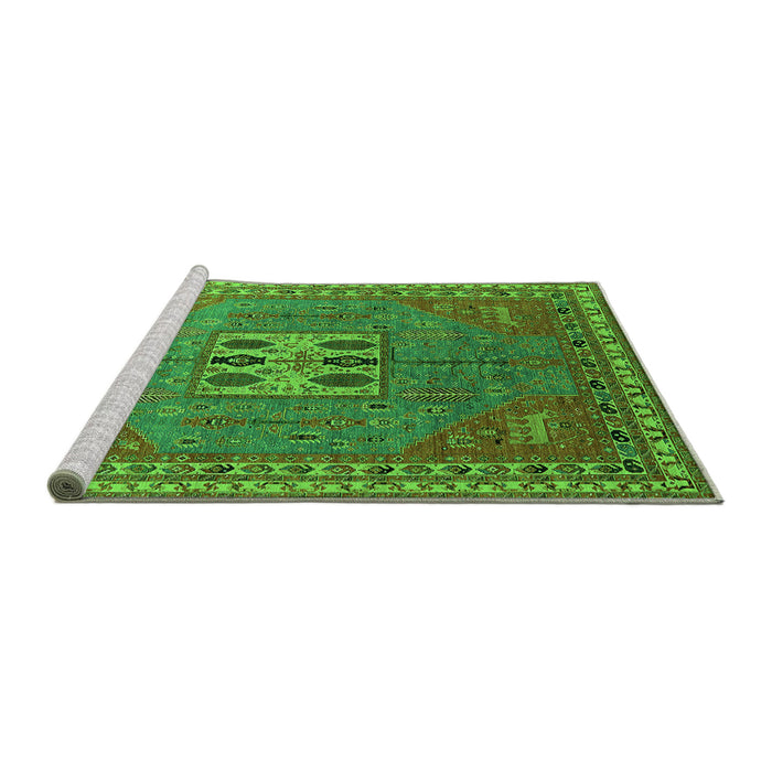 Sideview of Machine Washable Oriental Green Industrial Area Rugs, wshurb2271grn