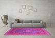 Machine Washable Oriental Pink Industrial Rug in a Living Room, wshurb2271pnk