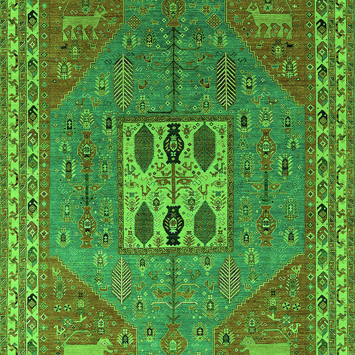 Machine Washable Oriental Green Industrial Area Rugs, wshurb2271grn