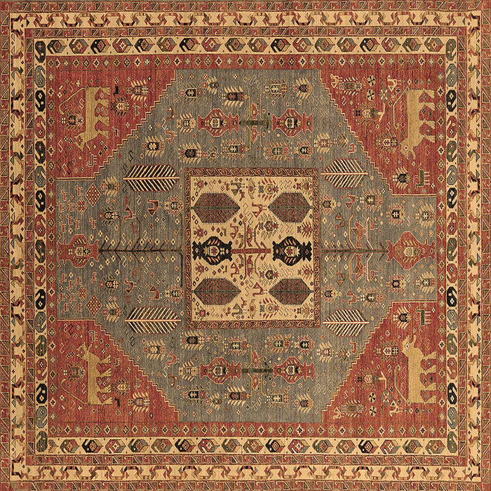 Square Oriental Brown Industrial Rug, urb2271brn