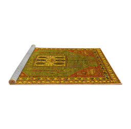 Sideview of Machine Washable Oriental Yellow Industrial Rug, wshurb2271yw