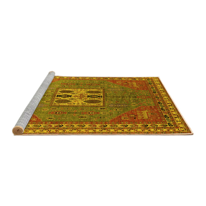 Sideview of Machine Washable Oriental Yellow Industrial Rug, wshurb2271yw