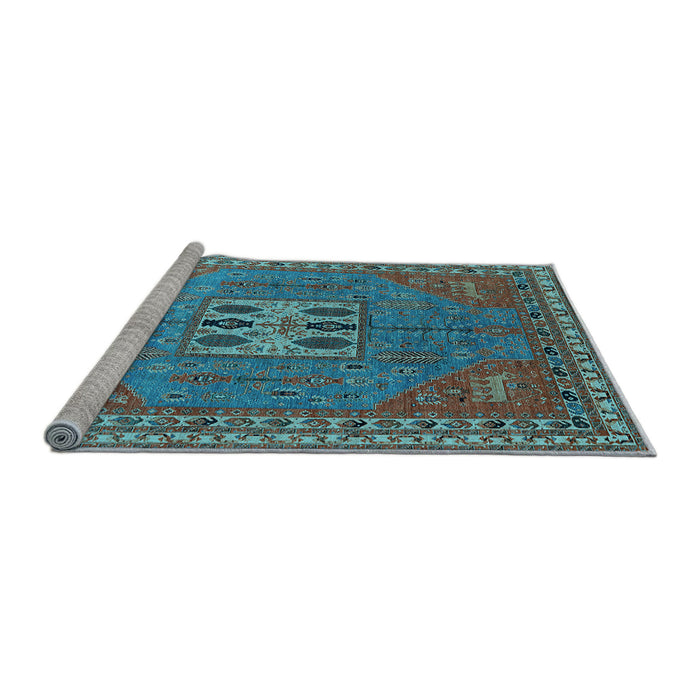 Sideview of Machine Washable Oriental Light Blue Industrial Rug, wshurb2271lblu