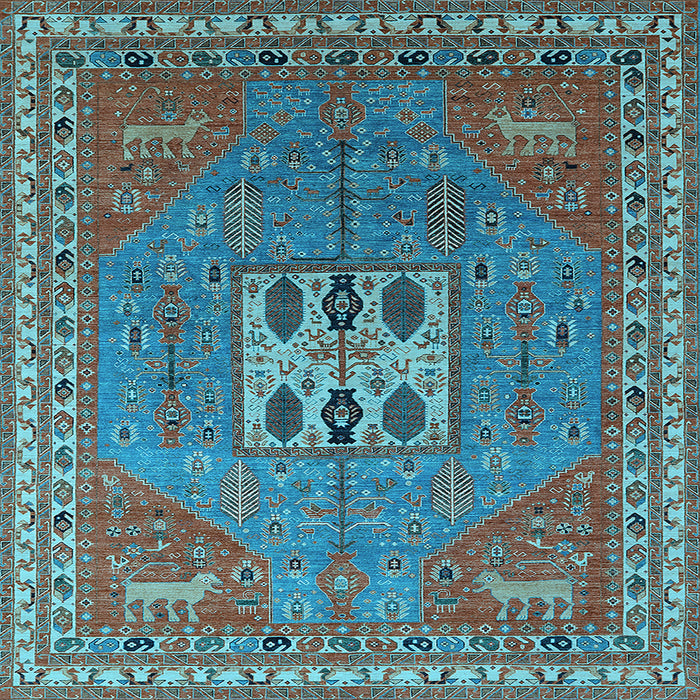 Square Oriental Light Blue Industrial Rug, urb2271lblu