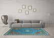 Machine Washable Oriental Light Blue Industrial Rug in a Living Room, wshurb2271lblu