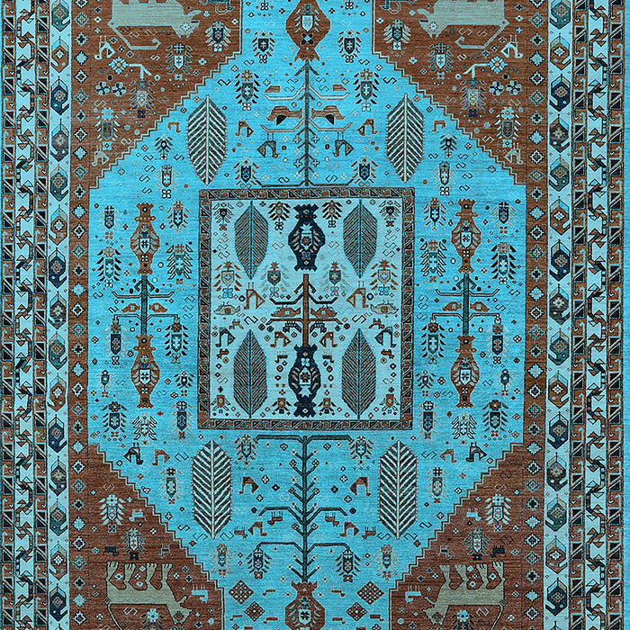 Machine Washable Oriental Light Blue Industrial Rug, wshurb2272lblu