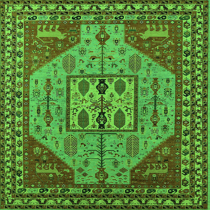 Square Oriental Green Industrial Rug, urb2272grn