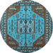 Round Oriental Light Blue Industrial Rug, urb2272lblu