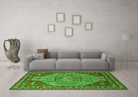 Machine Washable Oriental Green Industrial Rug, wshurb2272grn