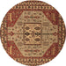 Round Oriental Brown Industrial Rug, urb2272brn